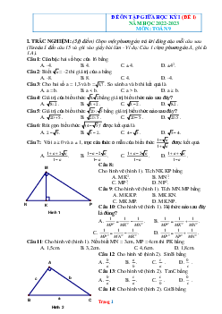 Đề ôn tập giữa học kỳ I (Đề 1) năm học 2022-2023 môn toán 9 (có đáp án và lời giải chi tiết)
