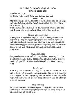 Đề cương ôn thi học kì 1 môn Tiếng Việt lớp 1 năm 2023 - 2024 (Sách mới)