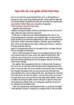 Hạn chế của chủ nghĩa xã hội hiện thực?