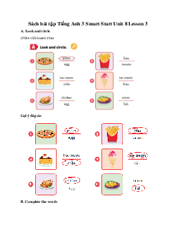 Giải Sách bài tập Tiếng Anh 3 Smart Start Unit 8 Food Lesson 3