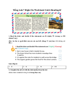 Tiếng Anh 7 Right On Workbook Unit 6 Reading 6f