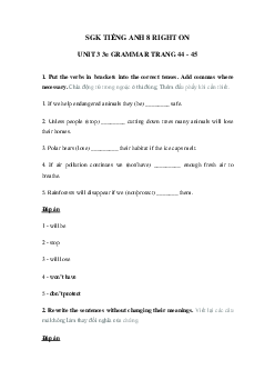 Tiếng Anh 8 Unit 3 3e Grammar trang 44 45