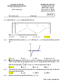 Đề thi HK1 Toán 12 năm 2018 – 2019 trường THPT Đoàn Thượng – Hải Dương