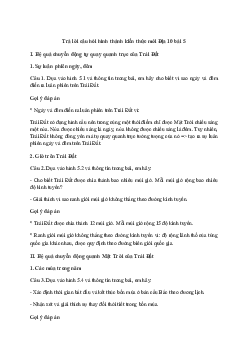 Giải Địa lí 10 Bài 5: Hệ quả địa lí các chuyển động của Trái Đất | Chân trời sáng tạo