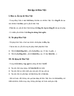 Bài tập từ Hán Việt Ngữ Văn 8 | Kết nối tri thức