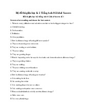 Đề thi giữa học kỳ 2 môn Tiếng Anh lớp 8 năm học 2024 - 2025 | Bộ sách Global Success