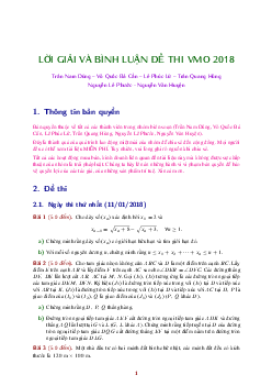 Lời giải và bình luận đề thi VMO 2018 Toán 12