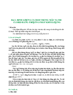 Định lượng clorid trong mẫu natri cloric bằng phương pháp khối lượng