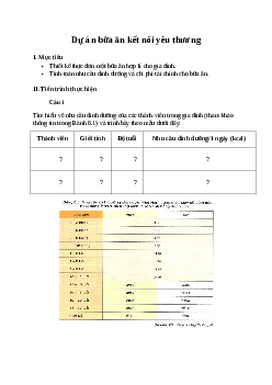 Giải Công nghệ 6 Bài 6: Dự án: Bữa ăn kết nối yêu thương | Kết nối tri thức