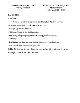 Đề kiểm tra giữa kì 1 Toán 7 năm 2021 – 2022 trường THCS Ngọc Thụy – Hà Nội