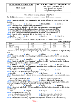 Đề thi thử THPT Quốc gia năm 2023 môn Địa Lí của trường THPT Thạch Thành I lần 3 (có đáp án)