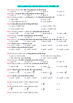 Top 70 Câu trắc nghiệm bài Giá trị góc lượng giác từ 0­­­0 đến 1800 (giải chi tiết)