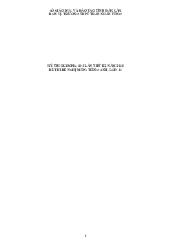 Đề thi (đề xuất) Olympic 10 tháng 3 lần thứ 3 môn Tiếng Anh năm 2019 môn Tiếng Anh 11 THPT Trần Nhân Tông