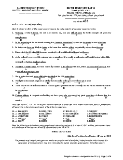 Đề thi vào 10 Chuyên Tiếng Anh Phổ thông năng khiếu Hồ Chí Minh năm 2012-2013