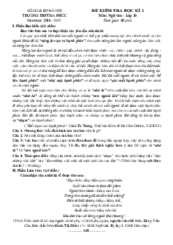 Đề thi học kì 2 môn Ngữ văn lớp 10 trường THPT Đa Phúc - Hà Nội