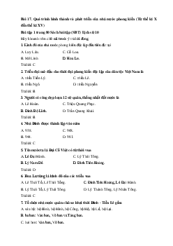 Giải bài tập SBT Lịch sử lớp 10 bài 17: Quá trình hình thành và phát triển của nhà nước phong kiến (từ thế kỉ X đến thế kỉ XV)