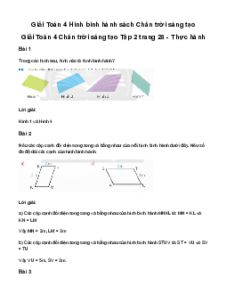 Giải Toán lớp 4 Bài 54: Hình bình hành| Chân trời sáng tạo
