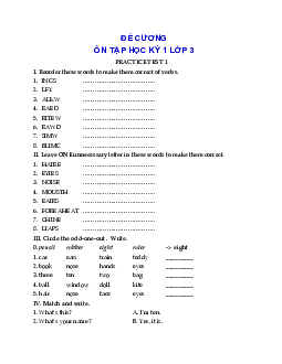 Đề cương ôn tập học kì 1 môn Tiếng Anh 3 | Chân trời sáng tạo