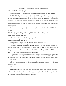 Giải bài tập trang 80 SGK Sinh học lớp 10: Giảm phân