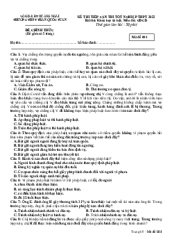 Đề thi thử THPT Quốc gia 2022 môn GDCD lần 1 trường THPT Trần Quốc Tuấn, Quảng Ngãi