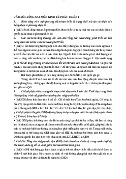 Câu hỏi đúng sai môn kinh tế phát triển | Quản trị kinh doanh | Trường đại học Nha Trang