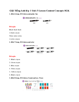 Giải Tiếng Anh lớp 1 Unit 3 Lesson Content Concepts SGK | Explore Our World