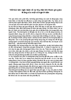 Văn mẫu 8 Nghị luận về một vấn đề của đời sống | sự tùy tiện khi tham gia giao thông của một số người dân