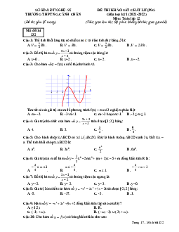Đề giữa kì 1 Toán 12 năm 2021 – 2022 trường THPT Nguyễn Cảnh Chân – Nghệ An