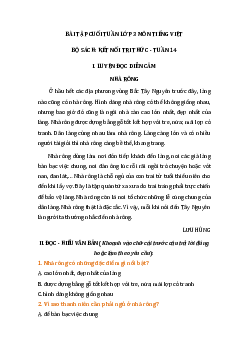 Phiếu bài tập cuối môn tiếng Việt lớp 3 tuần 14 ( Cơ bản ) | Kết nối tri thức