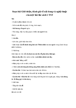 Soạn bài Giới thiệu, đánh giá về nội dung và nghệ thuật của một bài thơ Ngữ Văn 10 sách Chân Trời Sáng Tạo