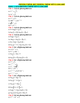 Các dạng toán bài phương trình bất phương trình mũ và lôgarit (giải chi tiết)