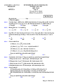 Đề thi học kỳ 1 Toán 11 năm học 2018 – 2019 trường THPT Dĩ An – Bình Dương