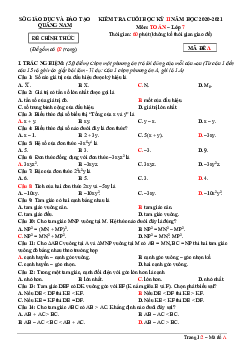 Đề thi cuối học kỳ 2 Toán 7 năm 2020 – 2021 sở GD&ĐT Quảng Nam