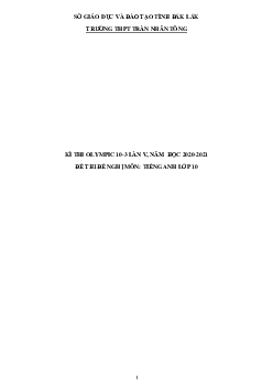 Đề thi Olympic 10 tháng 3 lần thứ 5 môn Tiếng Anh năm 2021 lớp 10 THPT Trần Nhân Tông