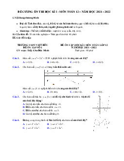 Đề cương ôn thi học kì 1 Toán 12 năm 2021 – 2022 trường THPT Việt Đức – Hà Nội