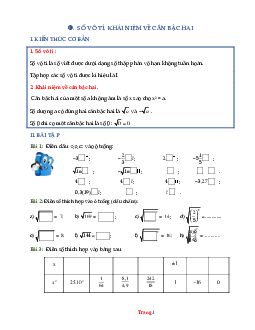 Bài tập toán lớp 7 số vô tỉ và căn thức bậc hai (có lời giải chi tiết )