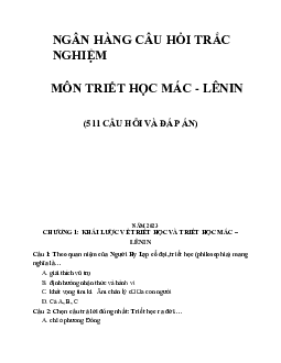 TOP 511 câu hỏi ôn tập môn Triết học Mác - Lenin (có đáp án)