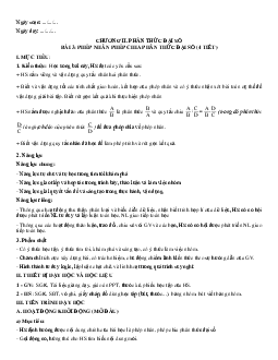 Giáo án Toán 8 Chương 2 Bài 3: Phép nhân, phép chia phân thức đại số | Cánh diều