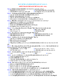 Trắc nghiệm Sử 11 bài 17: Chiến Tranh Thế Giới Thứ Hai (1939 – 1945) (có đáp án)