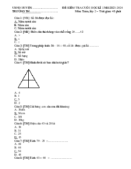 Đề thi học kì 1 môn Toán 2 năm 2023 - 2024 sách Cánh diều | đề 1