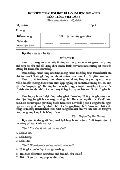 Đề thi học kì 1 môn Tiếng Việt 4 Cánh diều năm 2023 - 2024 | đề 1