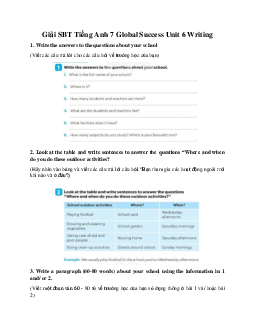 Giải SBT Tiếng Anh 7 Global Success Unit 6 Writing