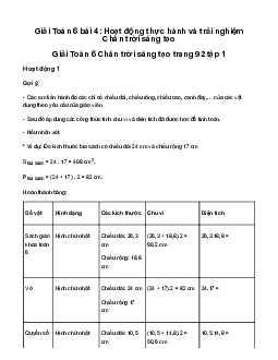 Giải Toán 6 Bài 4: Hoạt động thực hành và trải nghiệm sách Chân Trời Sáng Tạo