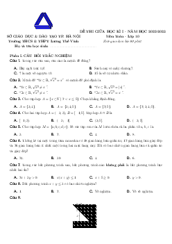 Đề thi giữa học kì 1 Toán 10 năm 2022 – 2023 trường Lương Thế Vinh – Hà Nội