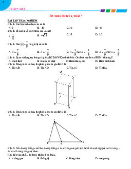 Đề cương ôn tập thi học kỳ 1 môn Toán 7 | Chân trời sáng tạo 