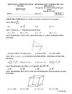 Đề thi cuối HK2 Toán 11 năm 2020 – 2021 trường Long Thạnh – Kiên Giang