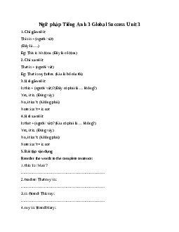 Ngữ pháp Tiếng Anh 3 Global Success Unit 3
