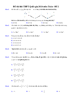 Đề thi thử THPTQG môn Toán năm 2024 bám sát đề minh họa - Đề 2