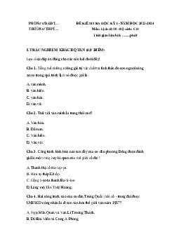 Giải đề thi học kì 1 môn Lịch sử 10 năm 2023 - 2024 sách Cánh diều đề 2