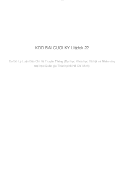 BÀI TIỂU LUẬN CUỐI KÌ | LÝ LUẬN TRUYỀN THÔNG ĐẠI CHÚNG | Đại học Khoa học Xã hội và Nhân văn, Đại học Quốc gia Thành phố HCM